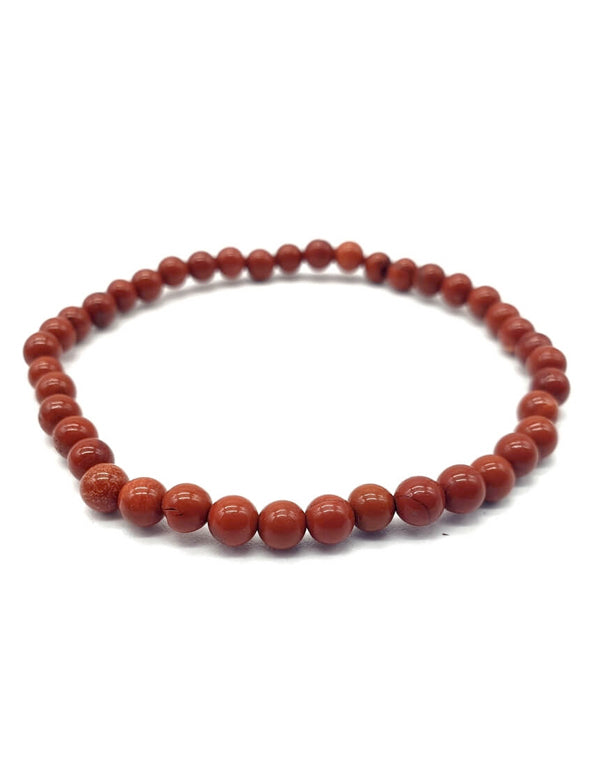 Pulsera de jaspe rojo con perlas de 4 mm