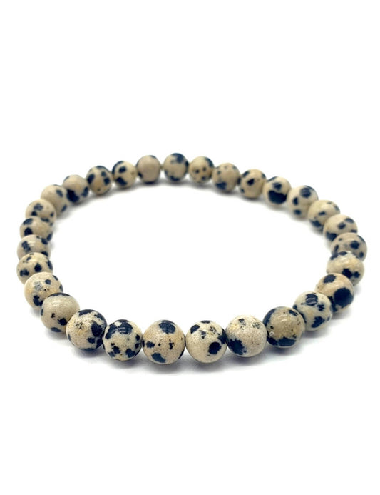 Pulsera de jaspe dálmata con perlas de 6mm
