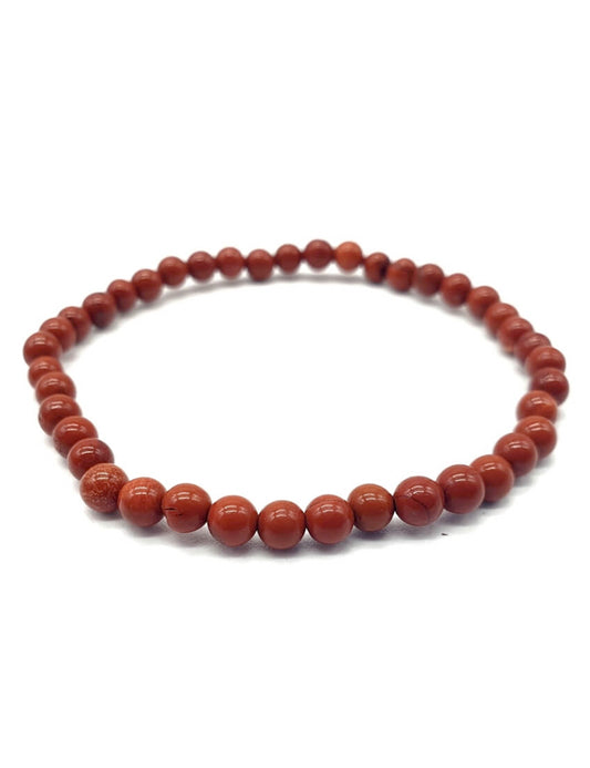 Pulsera de jaspe rojo con perlas de 4 mm